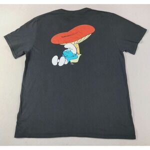 The Smurfs Shirt Mens XL Black Sleepy Smurf Mushroom‎ Graphic Tee Tagless